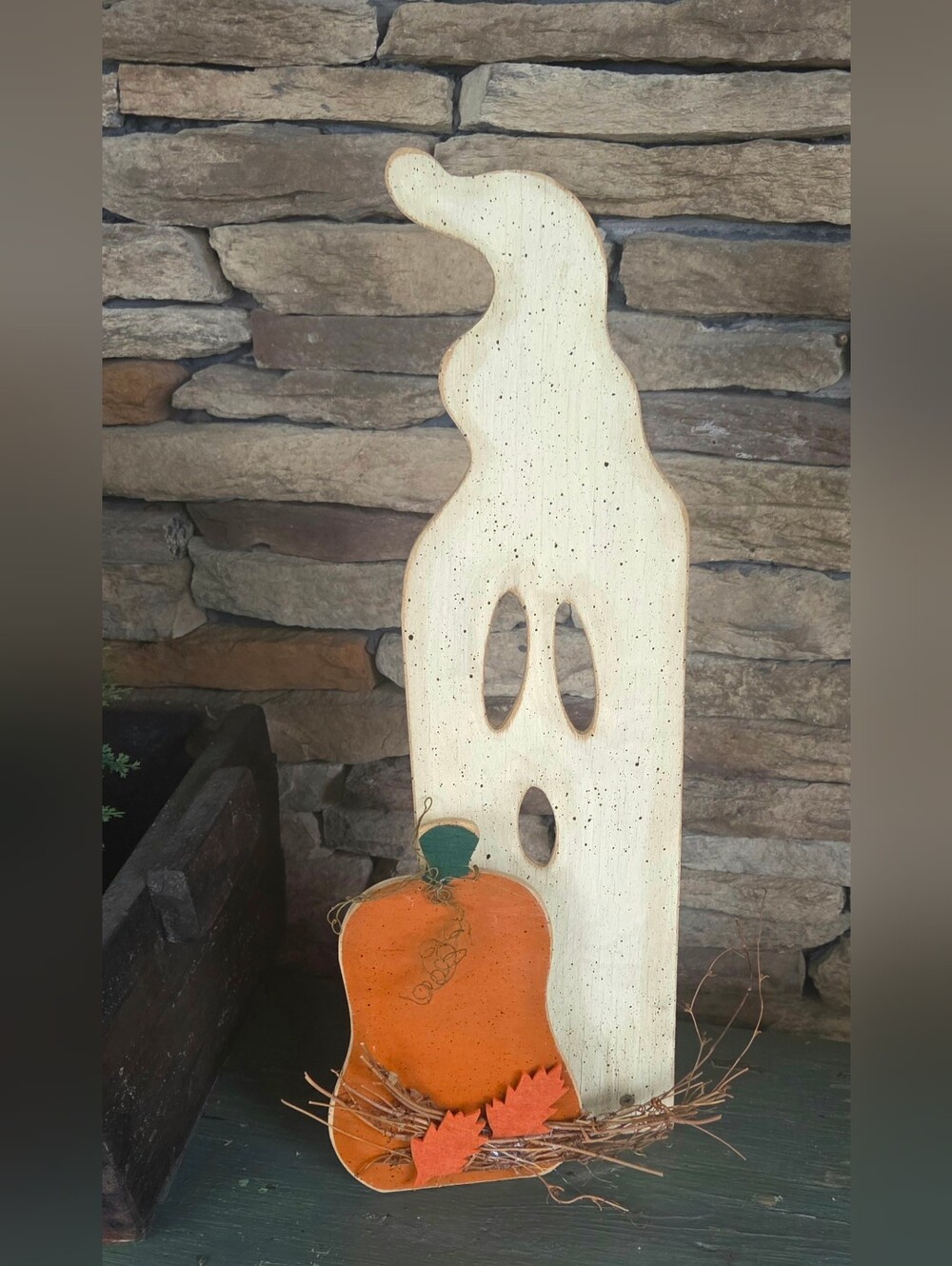 Handmade Rustic Ghost and Pumpkin Fall Decor